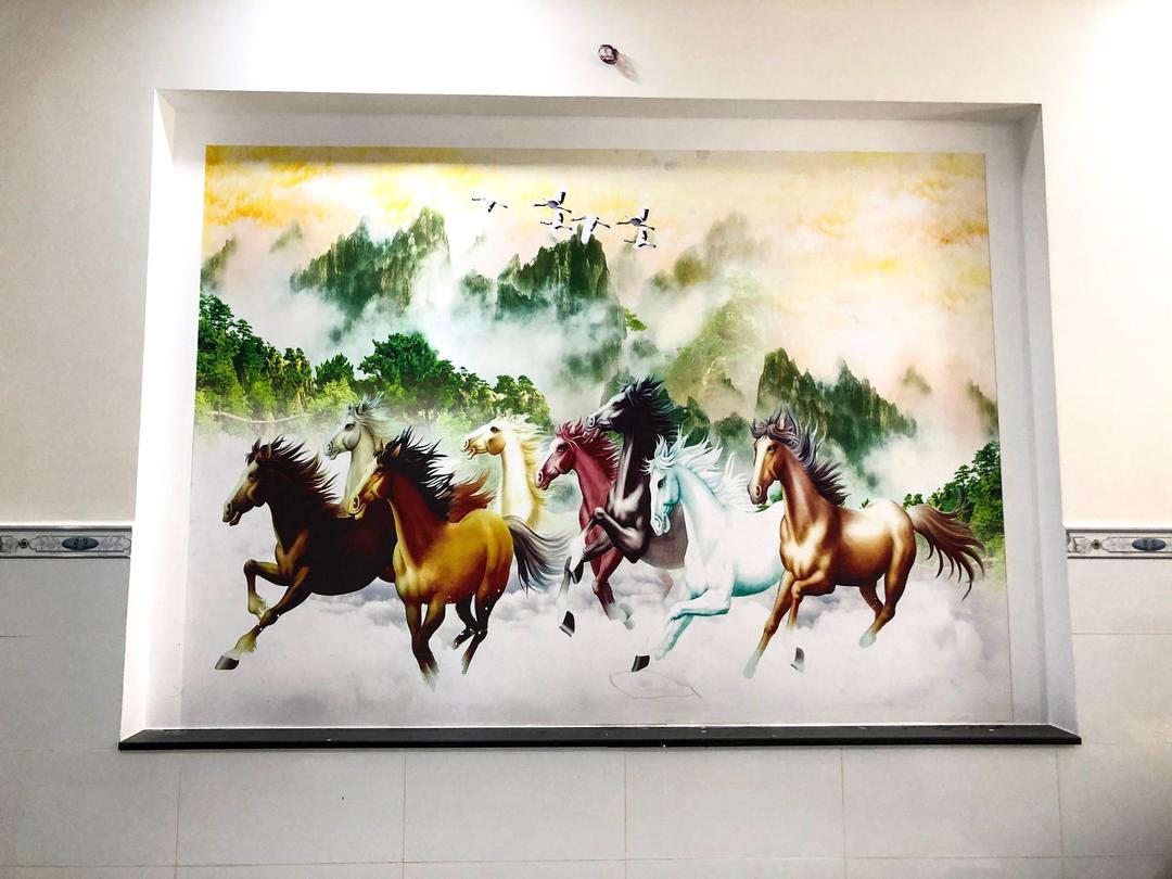 Tranh dán tường chim công xanh 3D
