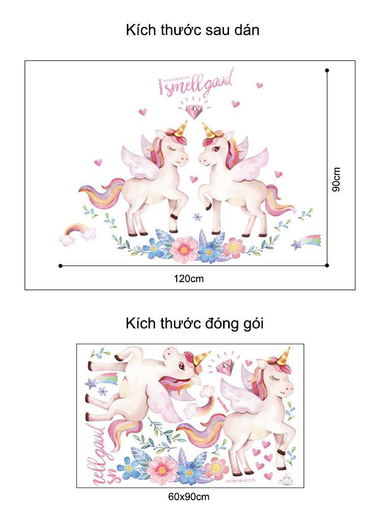 Decal dán tường kì lân hồng