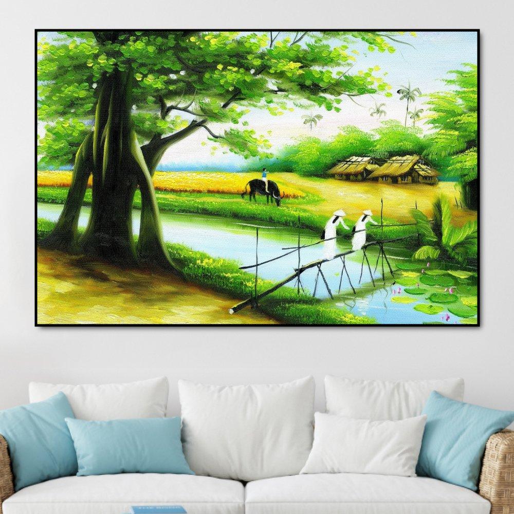 Tranh treo tường chiếc cầu tre quê