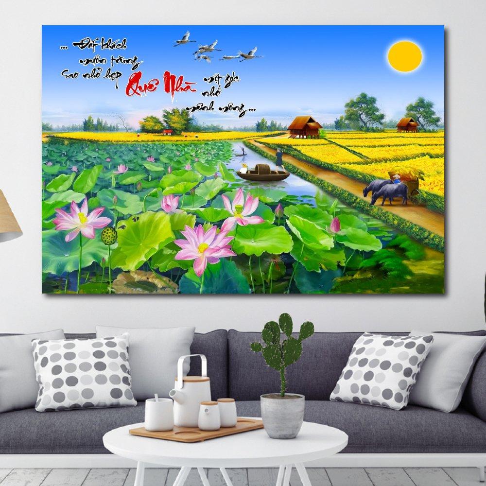 Tranh treo tường hồ sen quê nhà