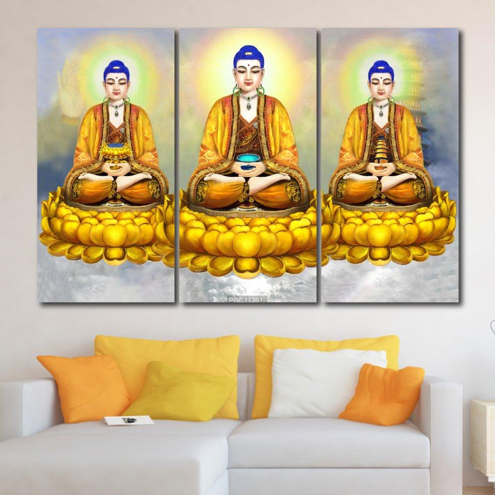 Tranh treo tường đức phật trên tòa sen vàng