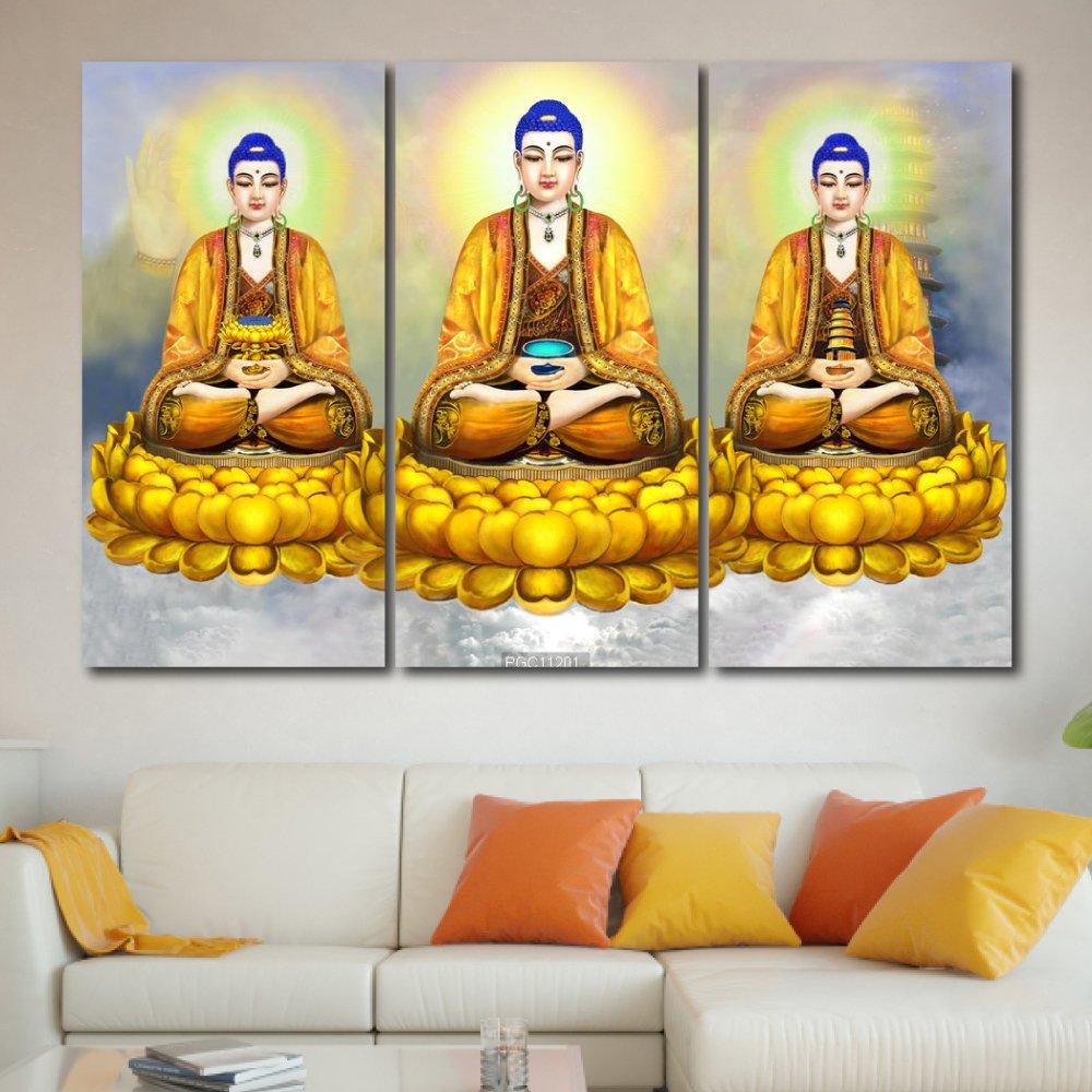 Tranh treo tường đức phật trên tòa sen vàng
