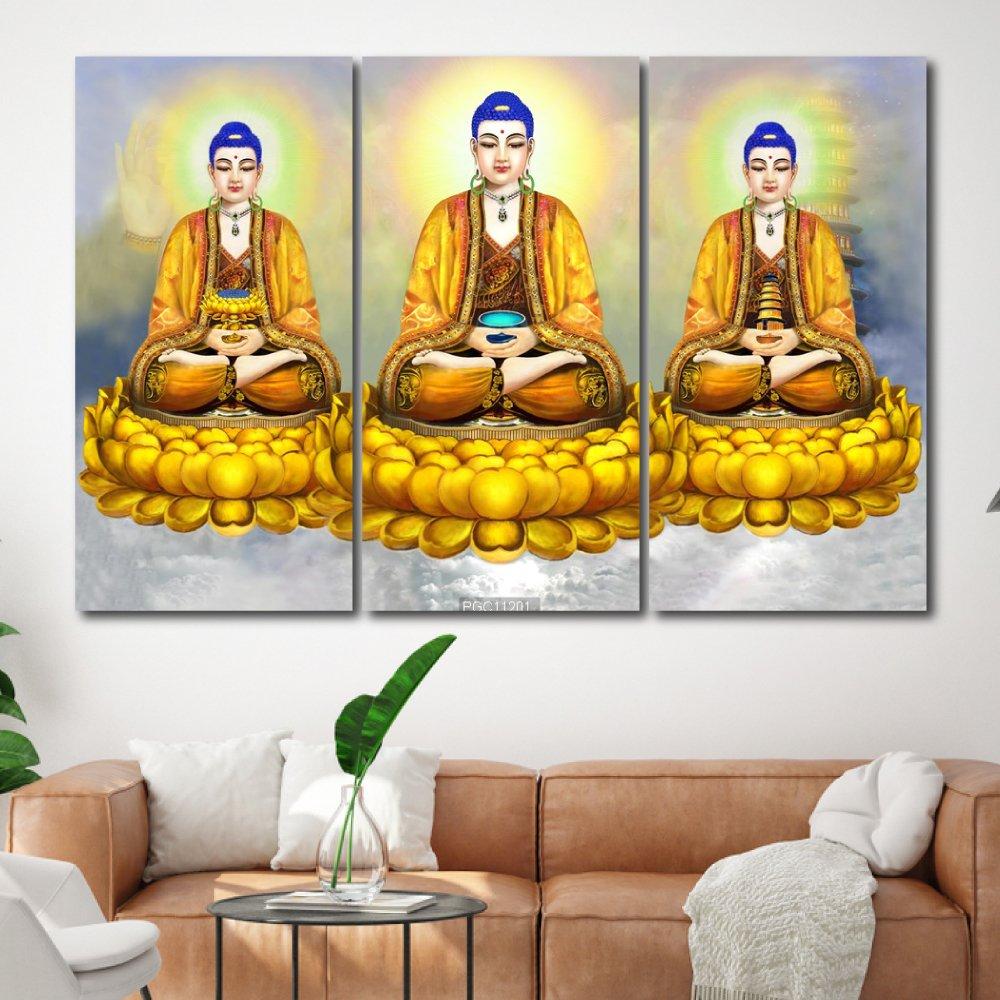 Tranh treo tường đức phật trên tòa sen vàng
