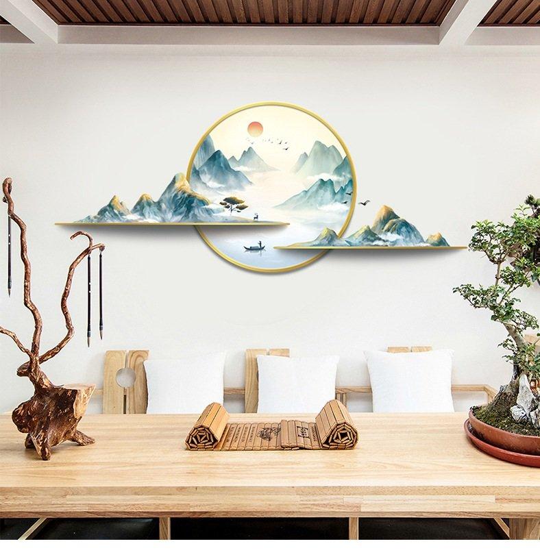 Decal dán tường cảnh sông núi 3d