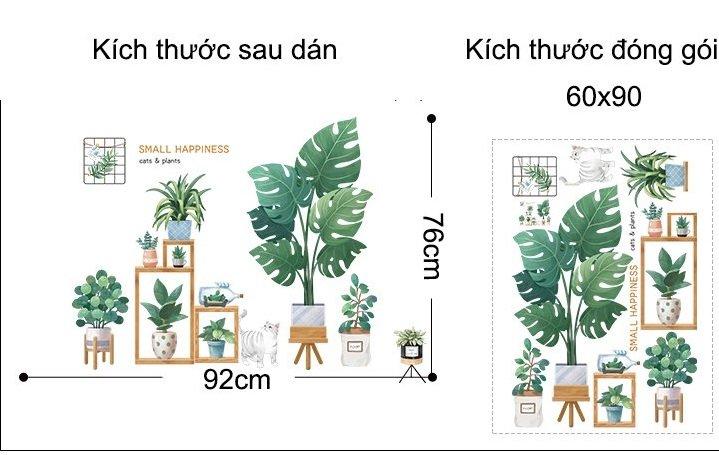 Decal dán tường góc chậu cây xanh 2