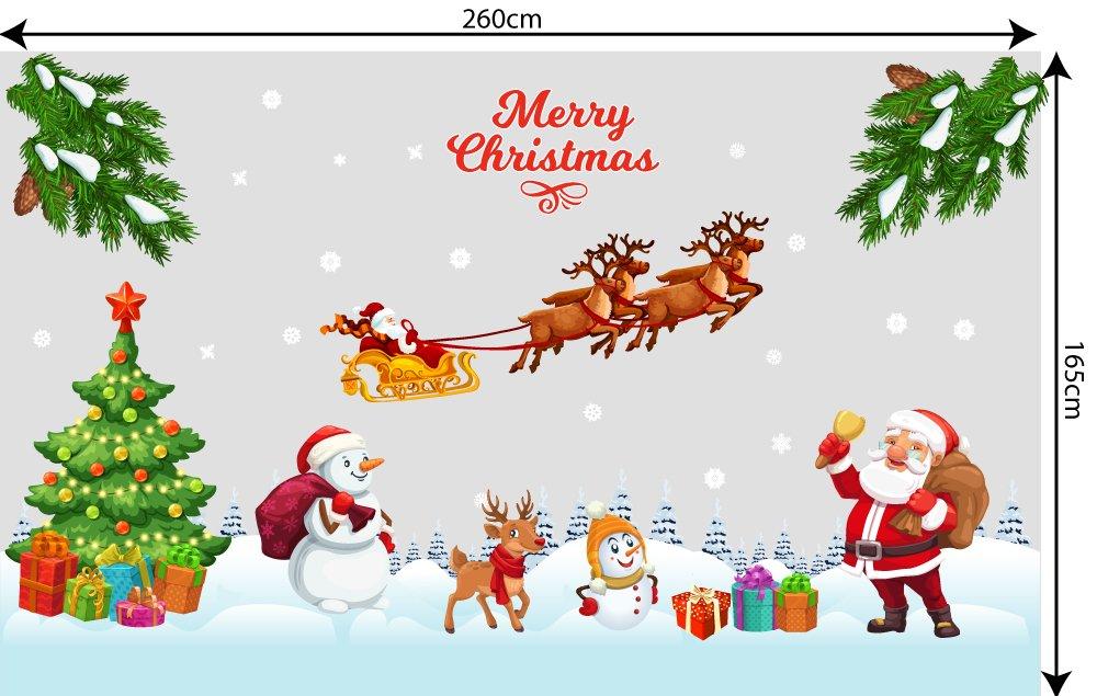 Decal dán tường combo cây thông noel và hộp quà 2