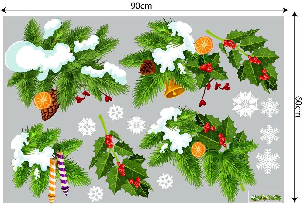 Decal trang trí combo cây thông noel và hộp quà