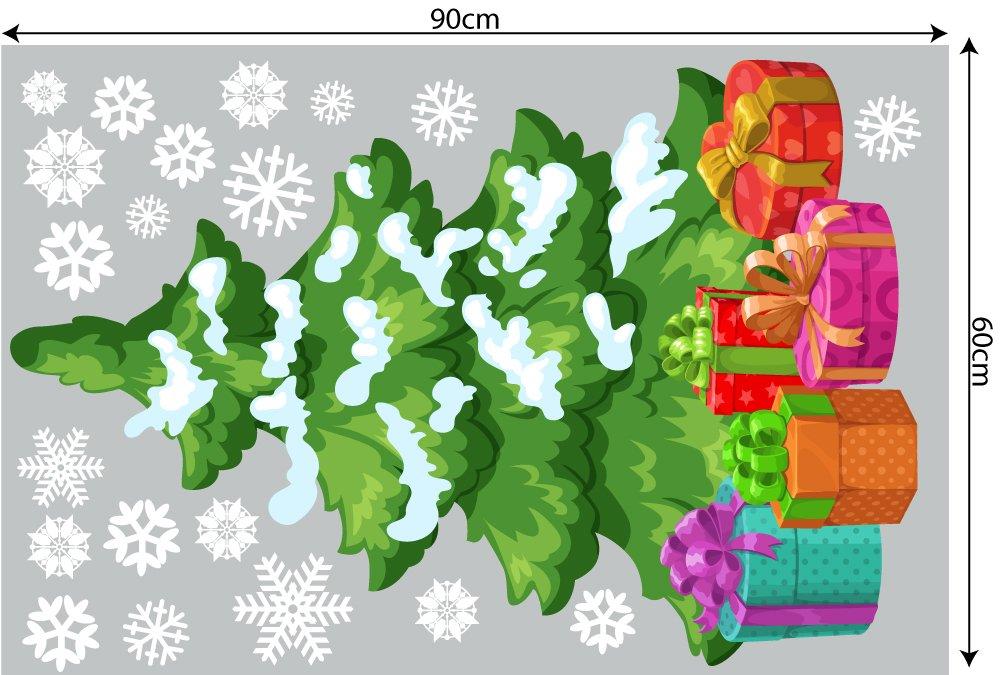 Decal trang trí combo cây thông noel và hộp quà