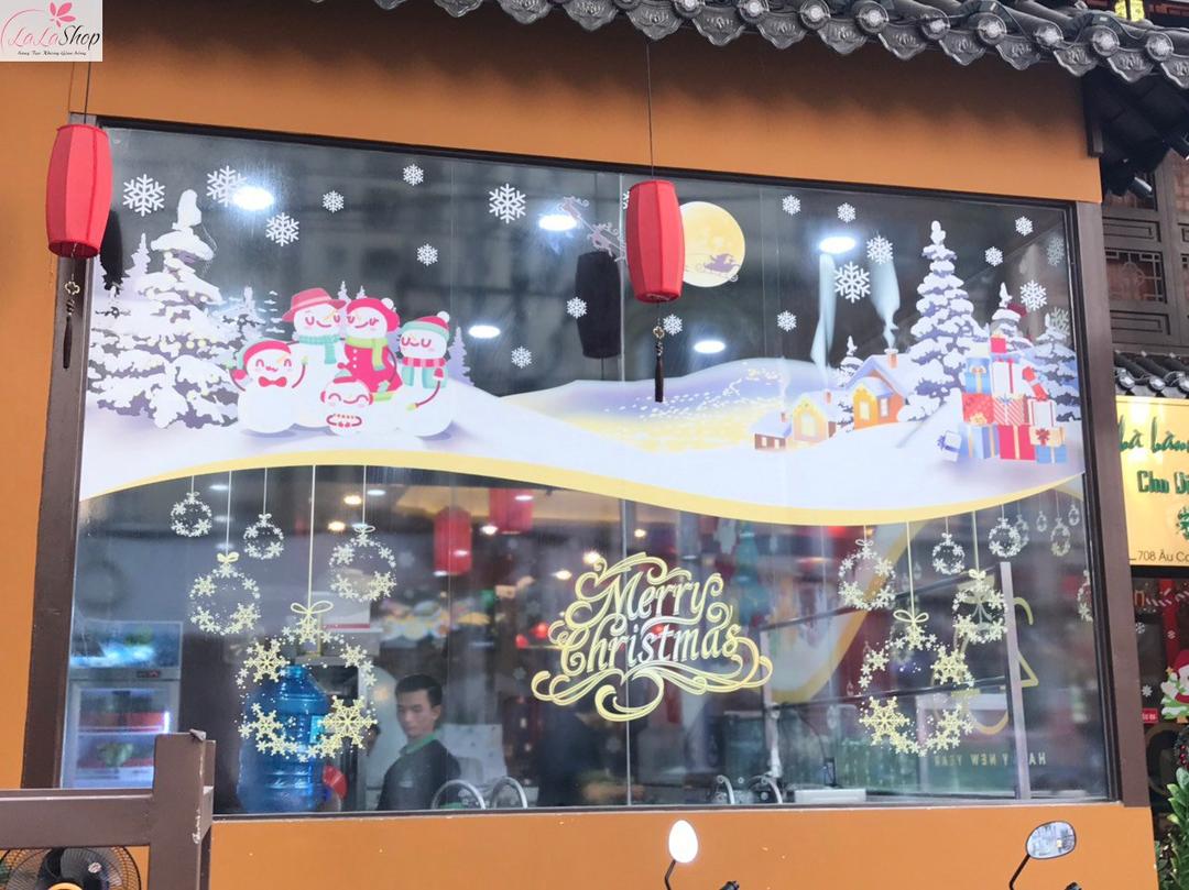 Decal dán tường combo cây thông noel và hộp quà 2