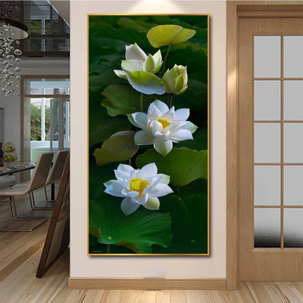 Tranh treo tường sen trắng nở rộ