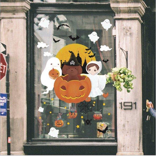 Decal trang trí halloween bóng ma và bí ngô