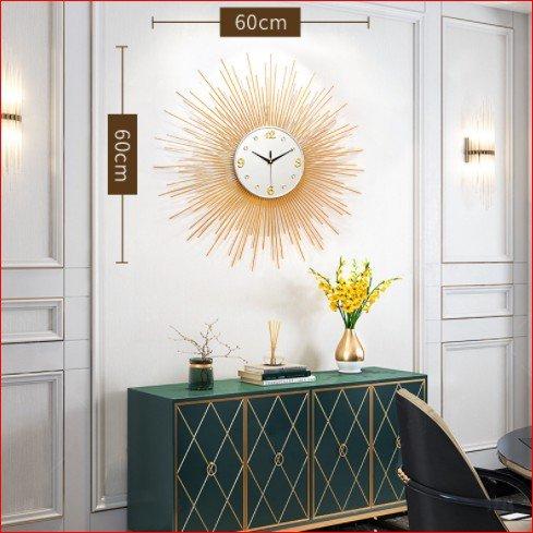 Đồng Hồ Treo Tường Đính Đá Mặt Trời Vàng 5