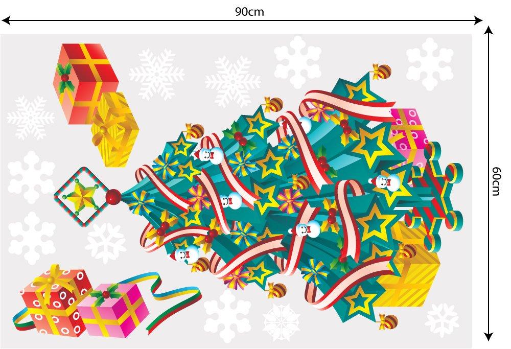 Decal trang trí combo ông già noel vui vẻ và cây thông xanh