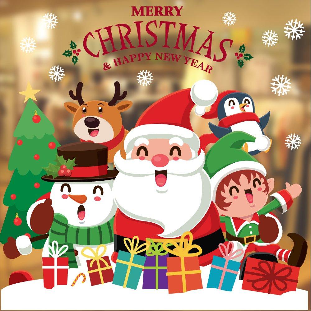 Decal trang trí ông già noel và những người bạn 2