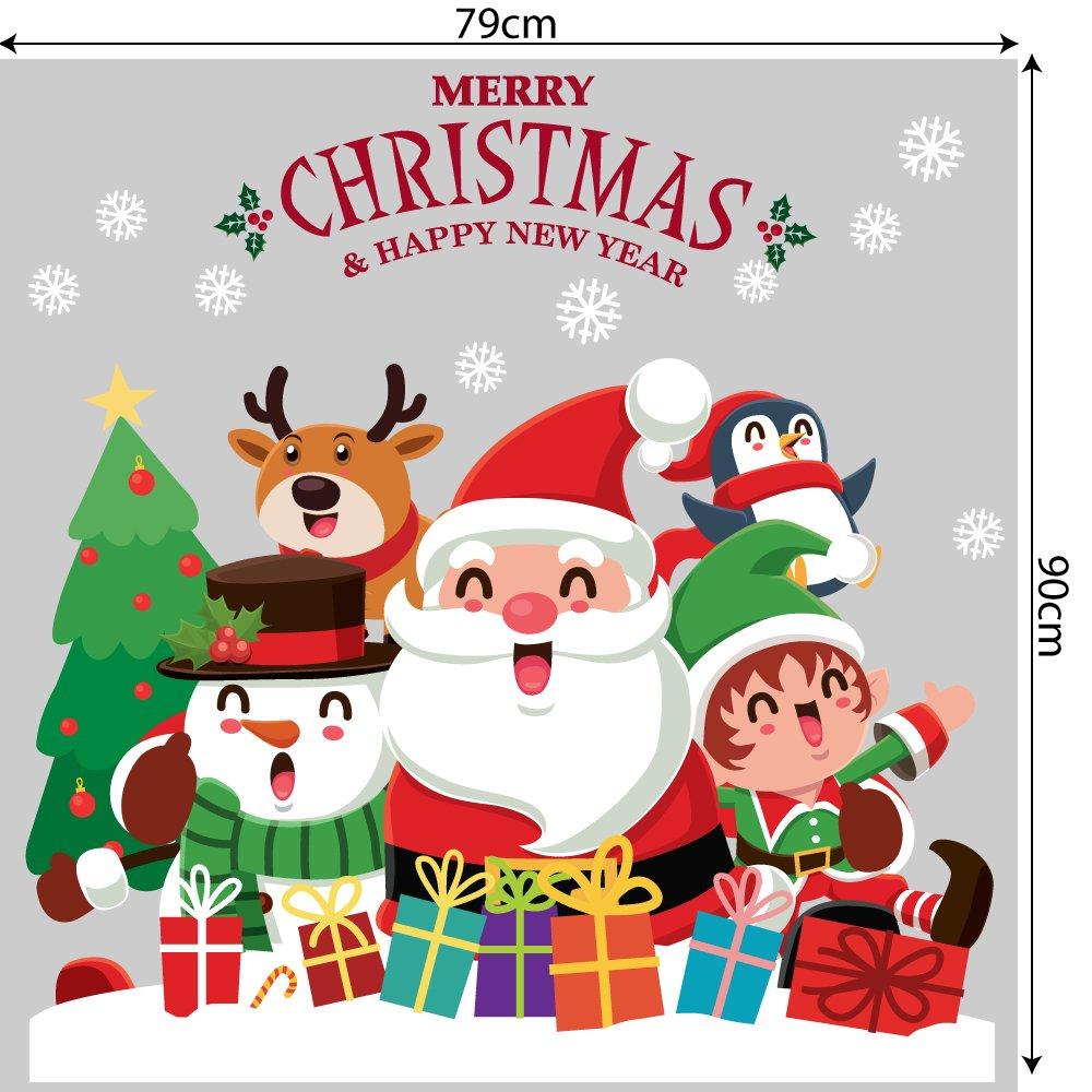 Decal trang trí ông già noel và những người bạn 2