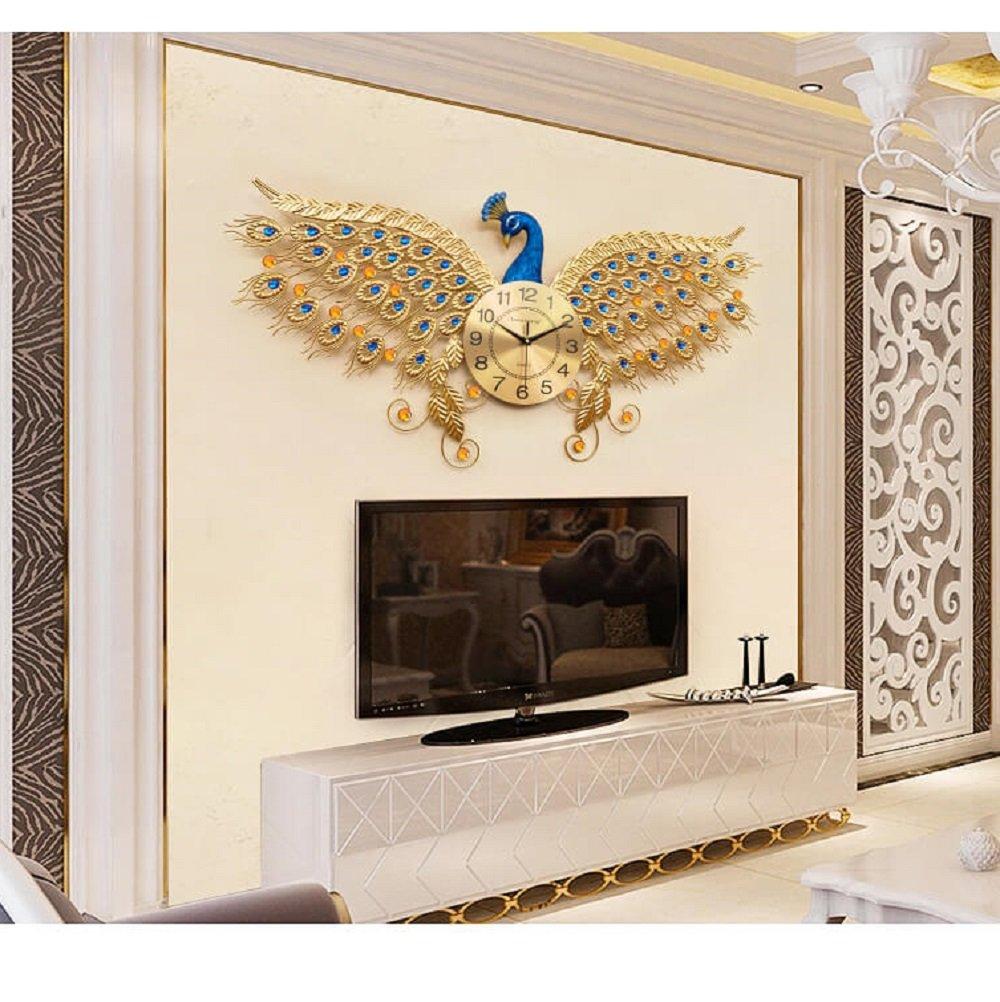 Đồng Hồ Treo Tường Đính Đá Công Xòe Cánh