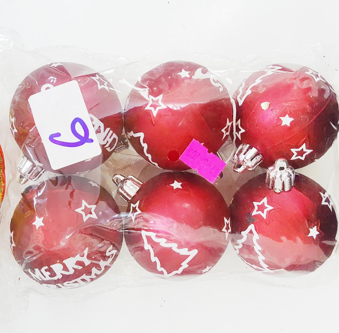 Đồ trang trí noel quả châu đỏ họa tiết noel 2