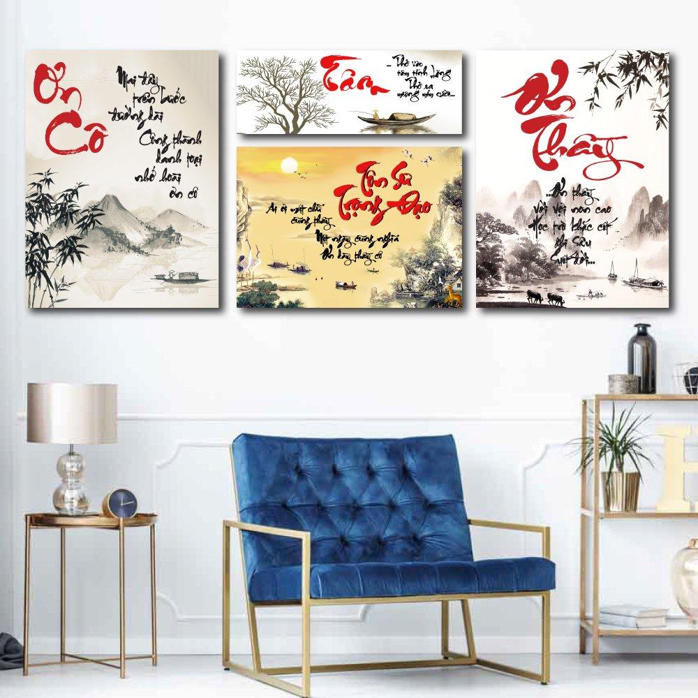 Tranh treo tường thư pháp nhớ ơn thầy cô mẫu 2