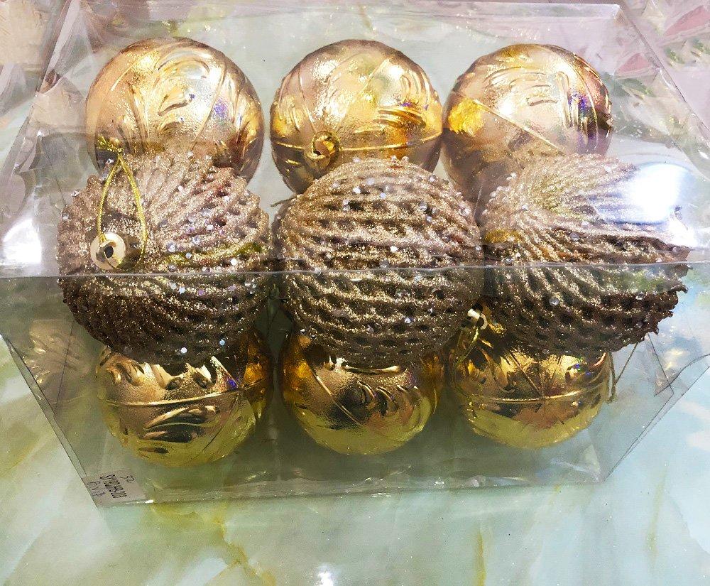 Đồ trang trí noel bộ 12 quả châu cao cấp size 8cm