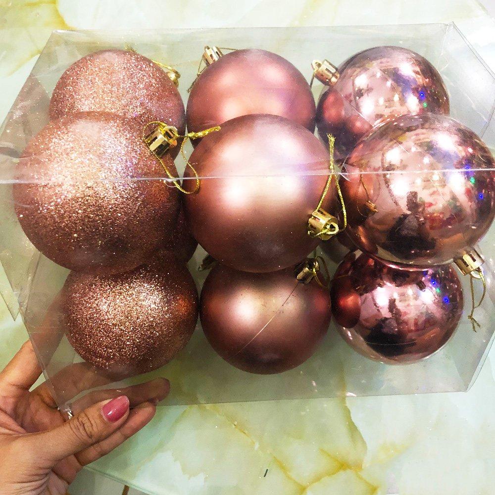 Đồ trang trí noel bộ 12 quả châu cao cấp size 8cm