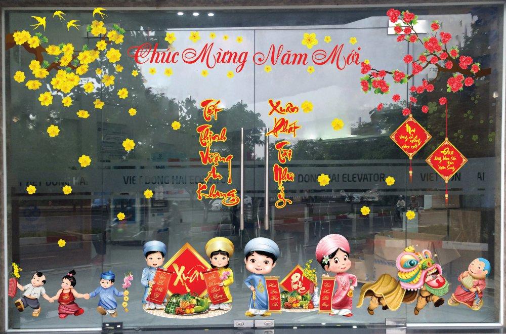 Combo decal trang trí cửa kính ngày tết 6
