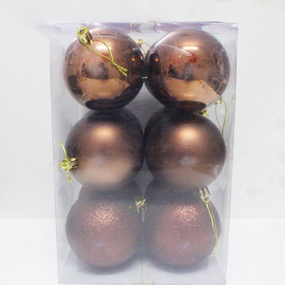 Bộ 12 quả châu nâu 8cm trang trí noel