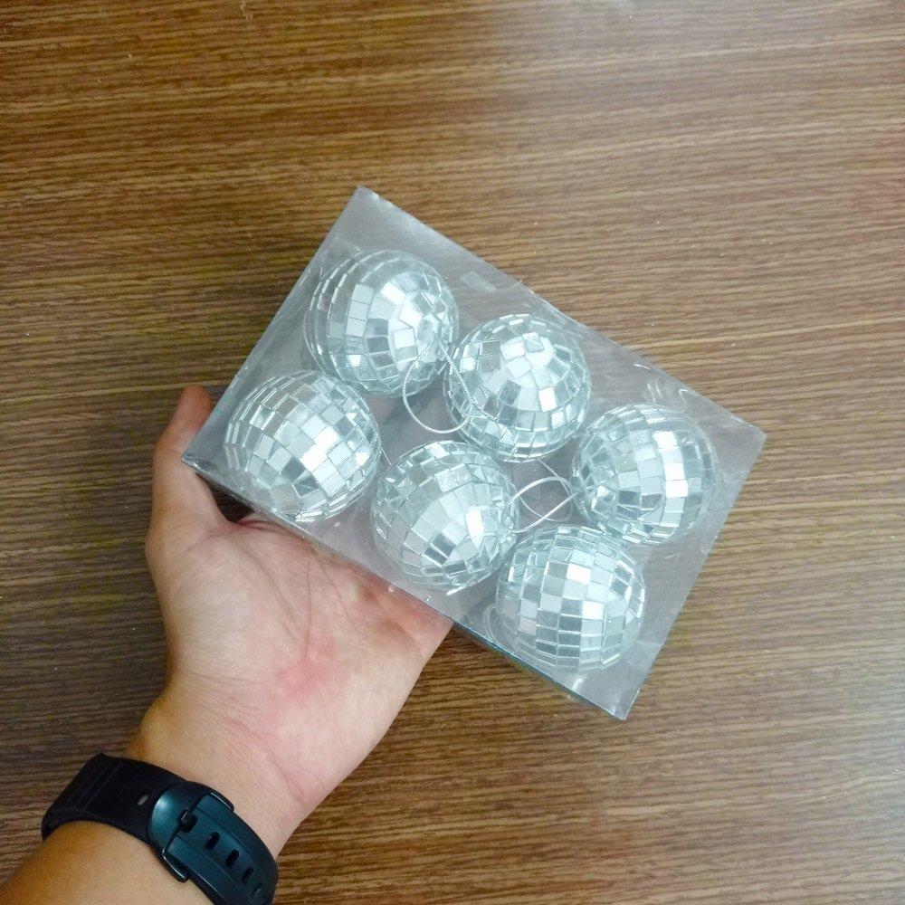 6 quả châu ánh gương size 6cm trang trí noel