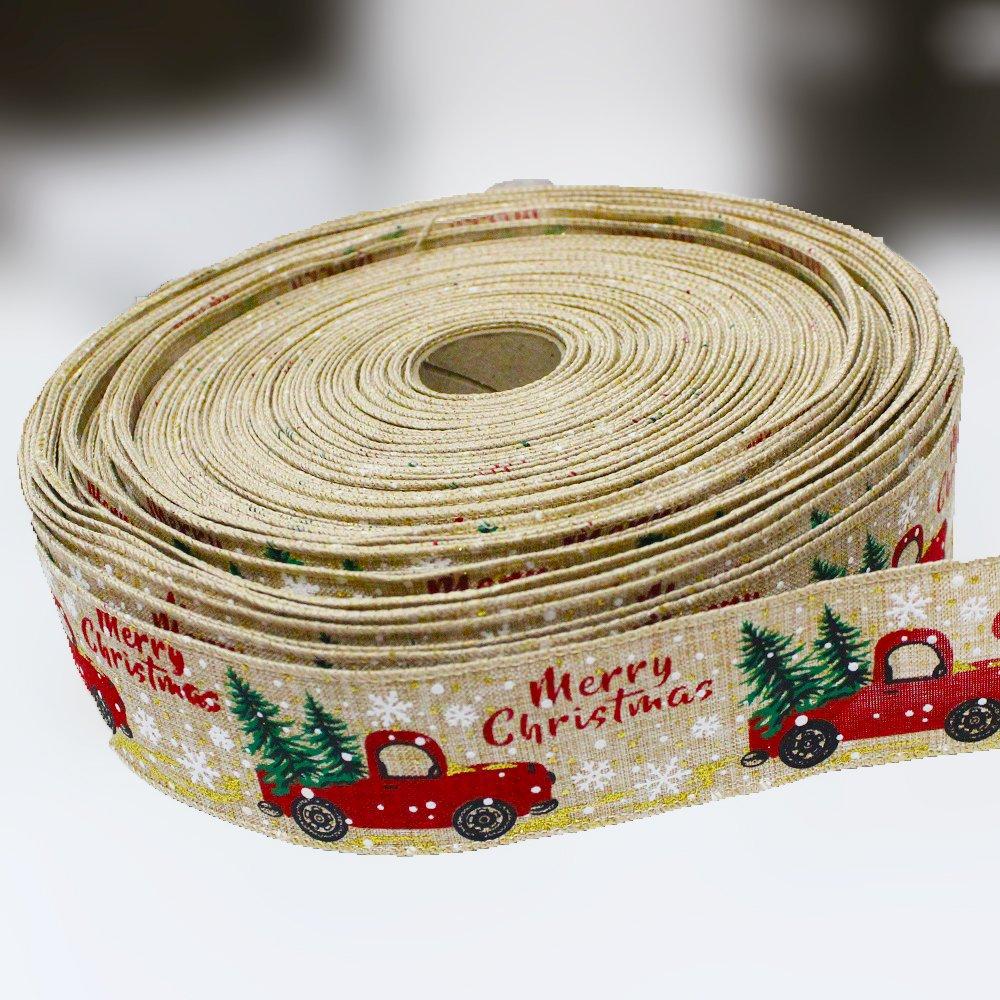 Cuộn ruy băng vải họa tiết trang trí noel