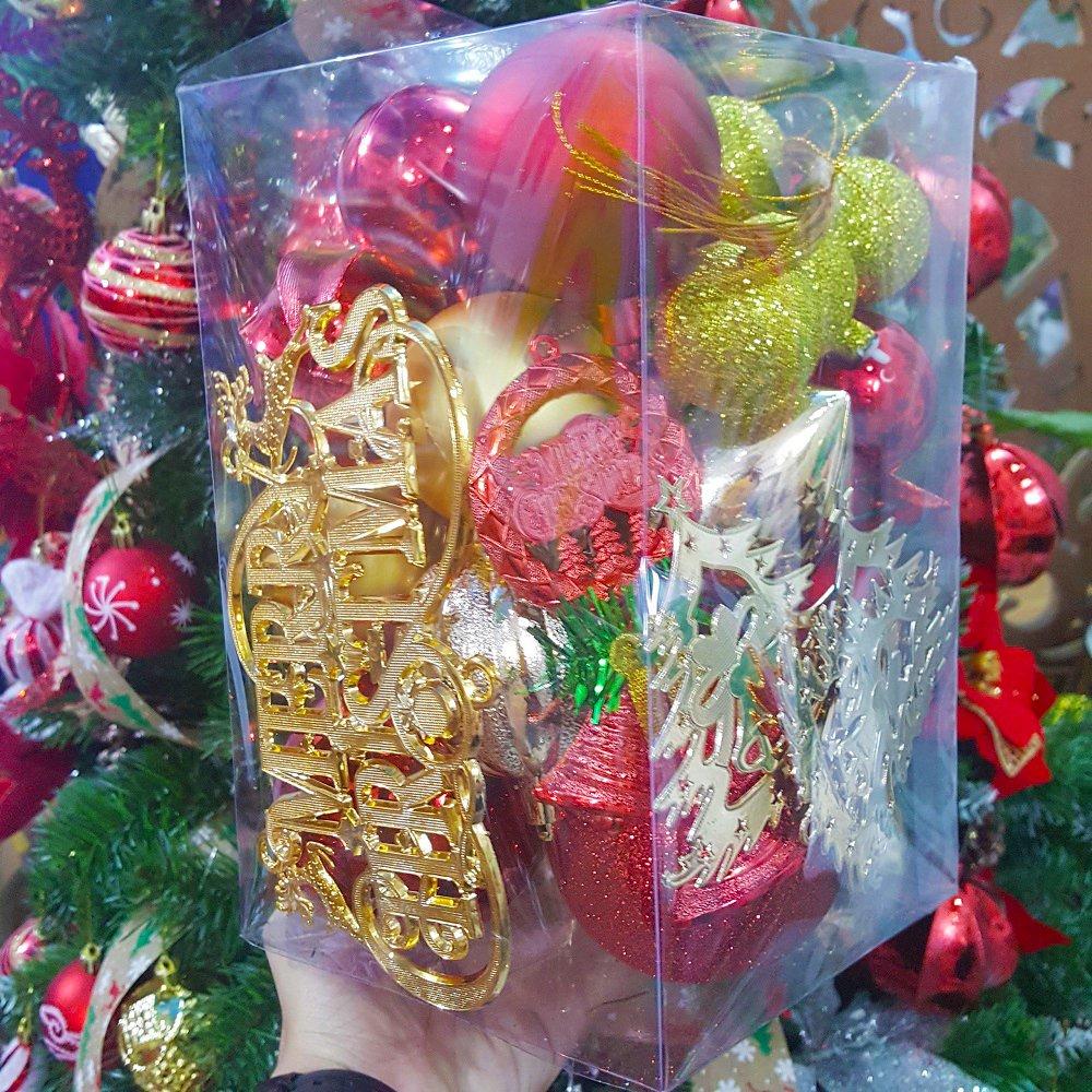 Hộp châu tam sắc nhiều phụ kiện trang trí noel