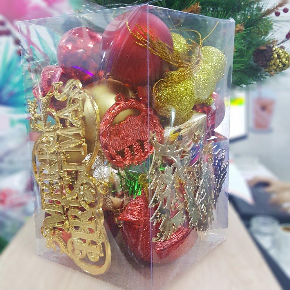 Hộp châu tam sắc nhiều phụ kiện trang trí noel