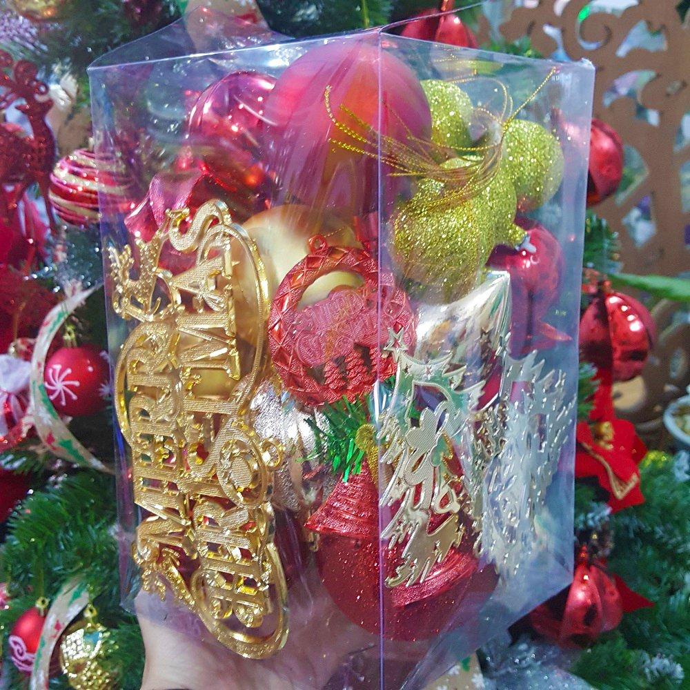 Hộp châu tam sắc nhiều phụ kiện trang trí noel
