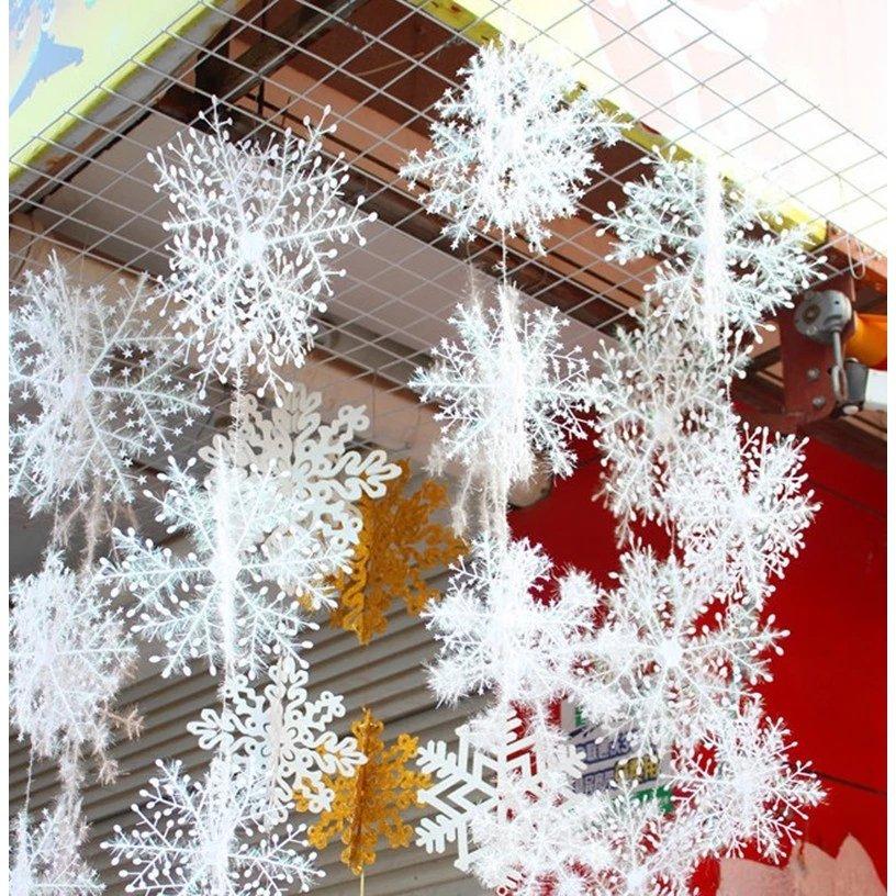 Combo 15 bông tuyết kim tuyến size 18cm trang trí noel