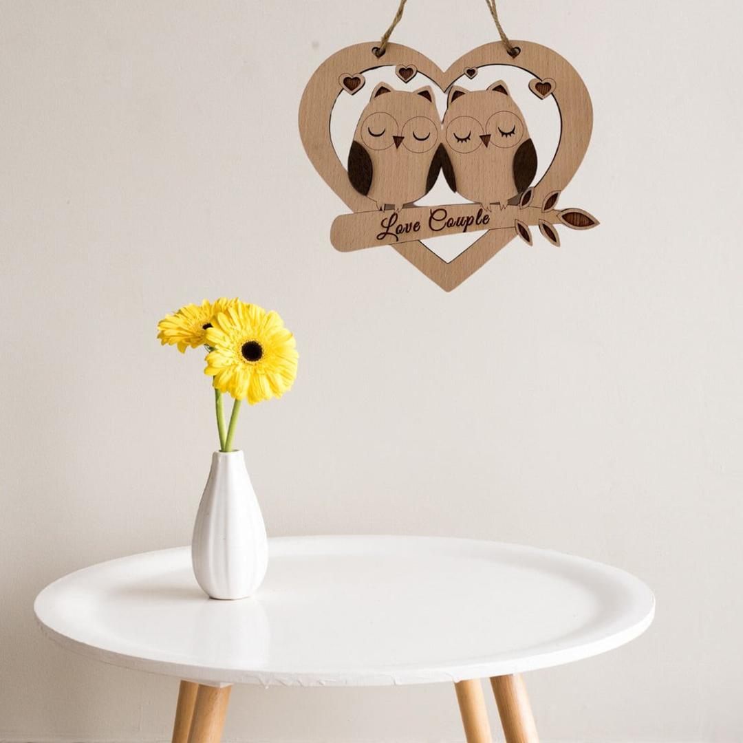 Bảng Gỗ Handmade Treo Tường Hình trái tim Love Couple