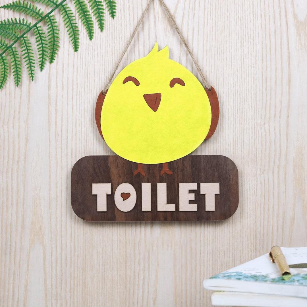 Bảng Gỗ Handmade Trang Trí Nhà Toilet vàng