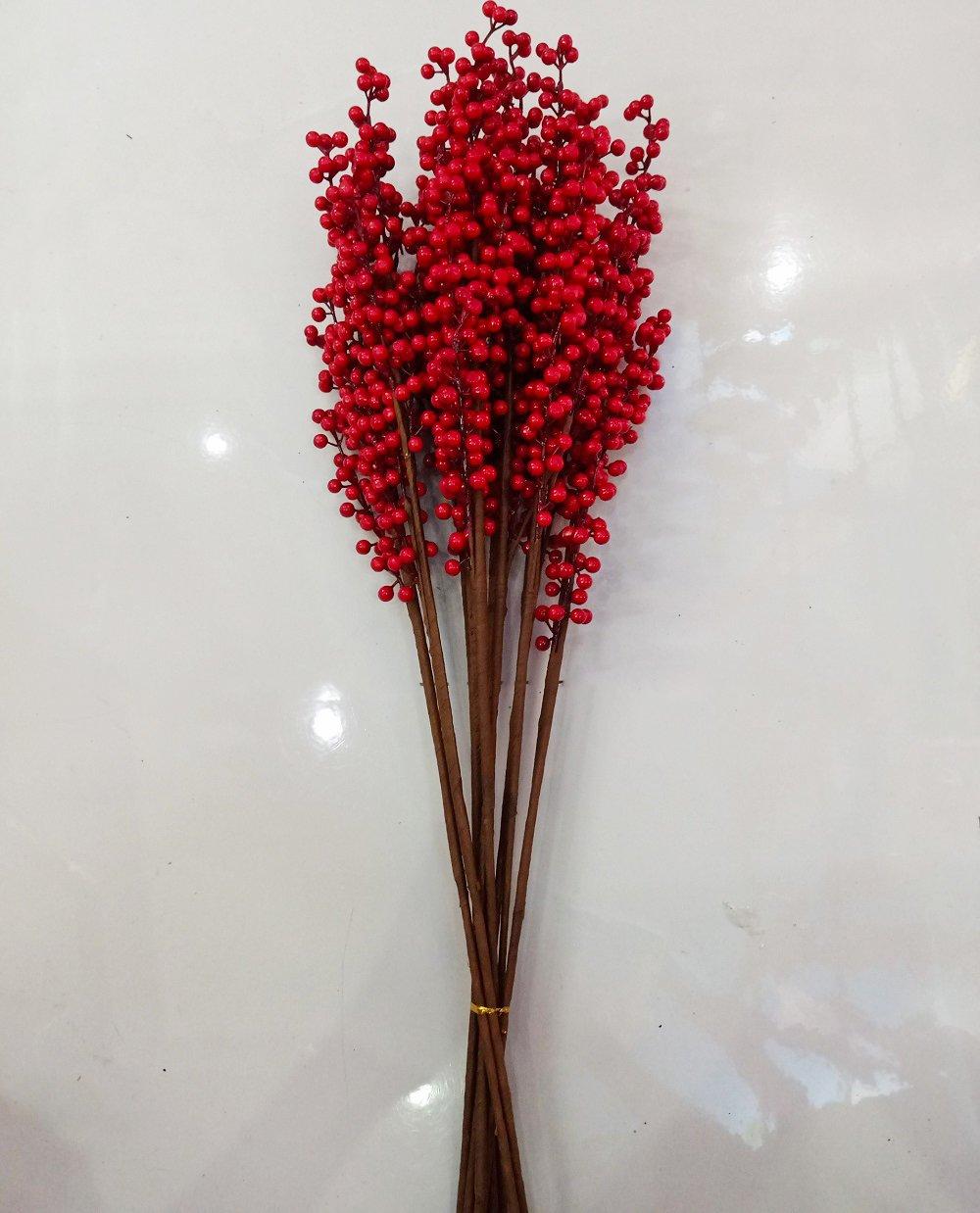 Cành Cherry đỏ không lá trang trí tết 70cm