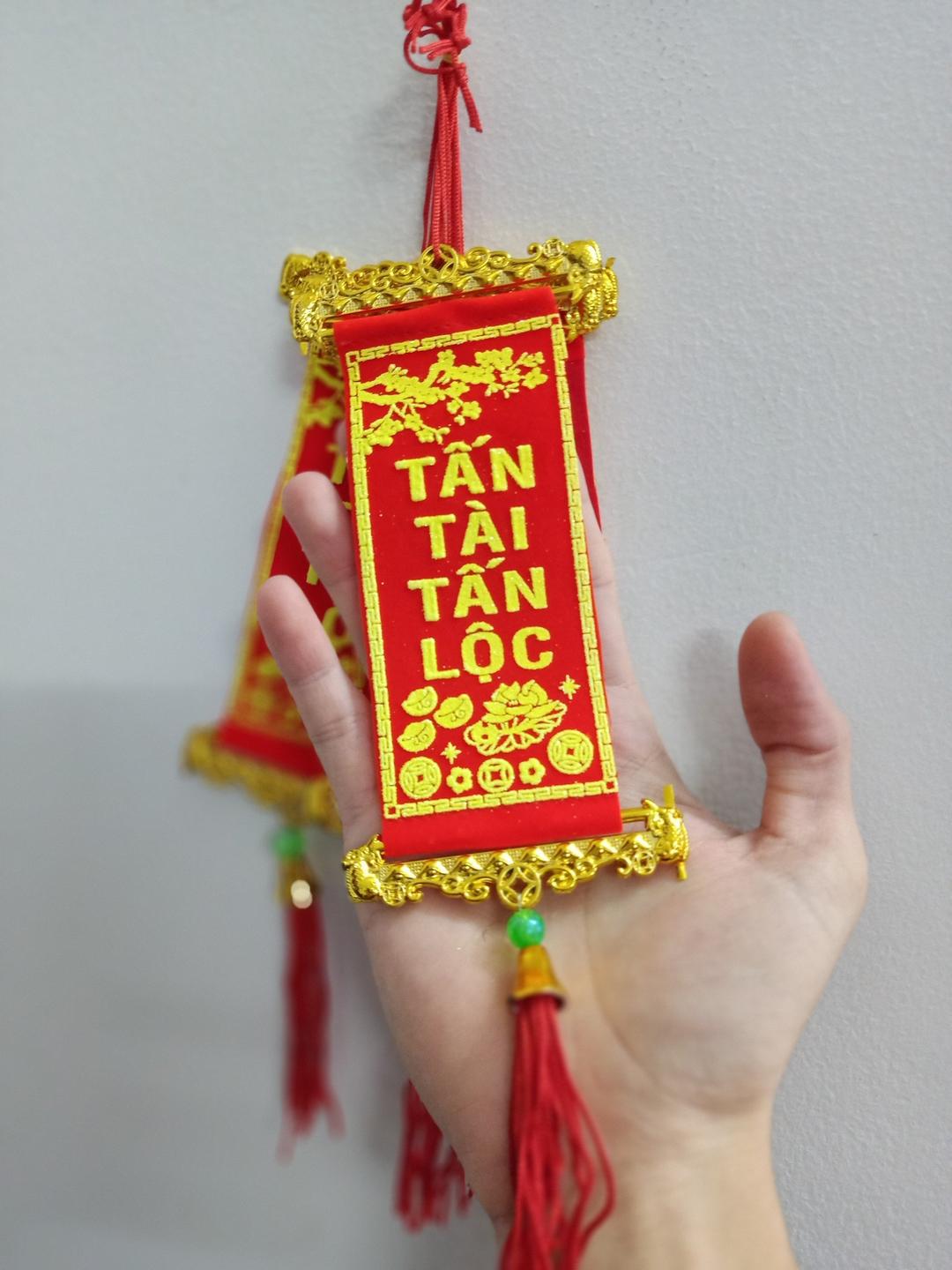 Liễn mini hoa mai vàng Tấn tài tấn lộc