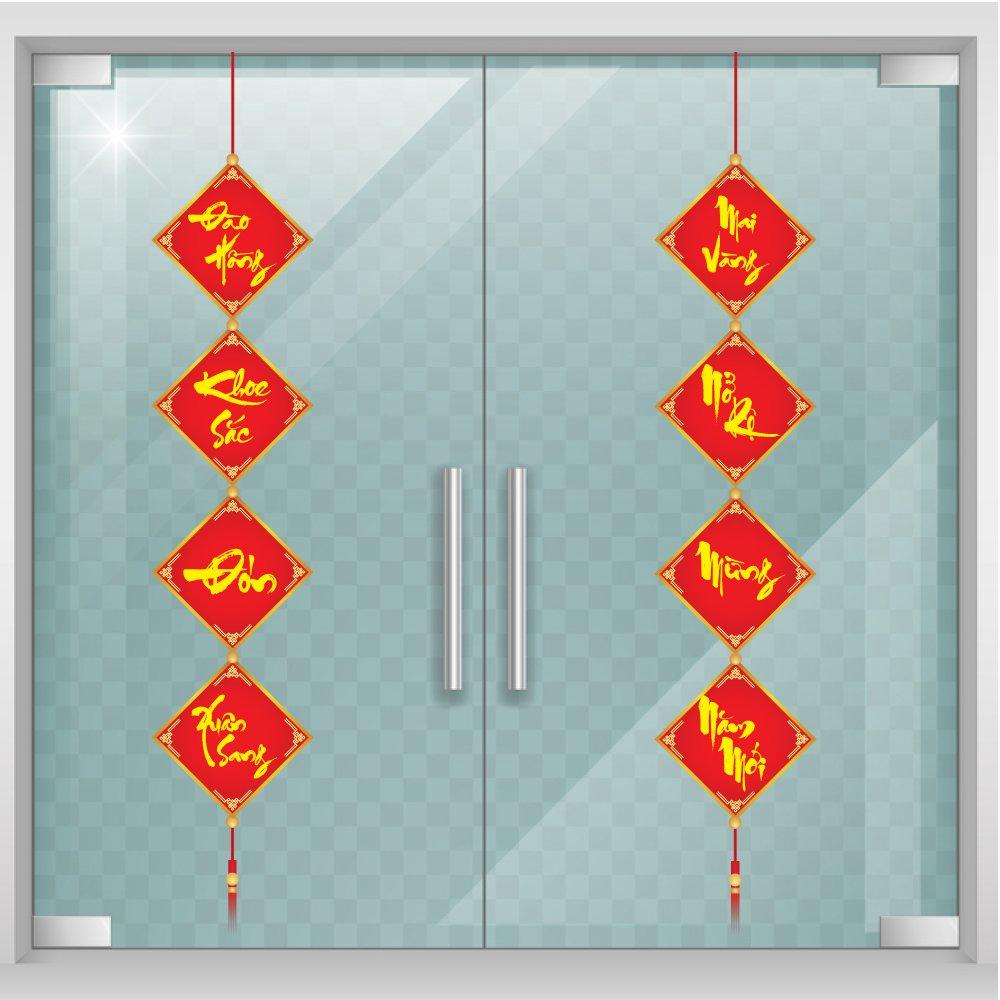 Combo decal trang trí tết câu đối xuân mẫu 23 (HN)