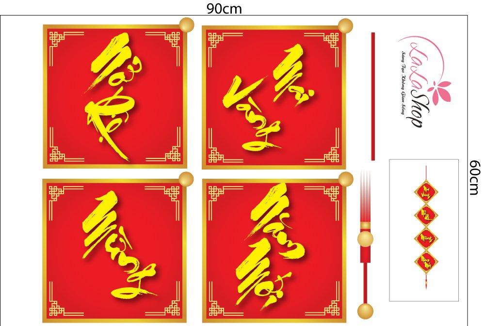 Combo decal trang trí tết câu đối xuân mẫu 23 (HN)