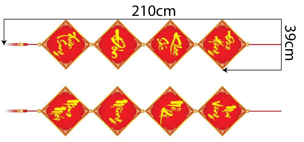 Combo decal trang trí tết câu đối xuân mẫu 23 (HN)