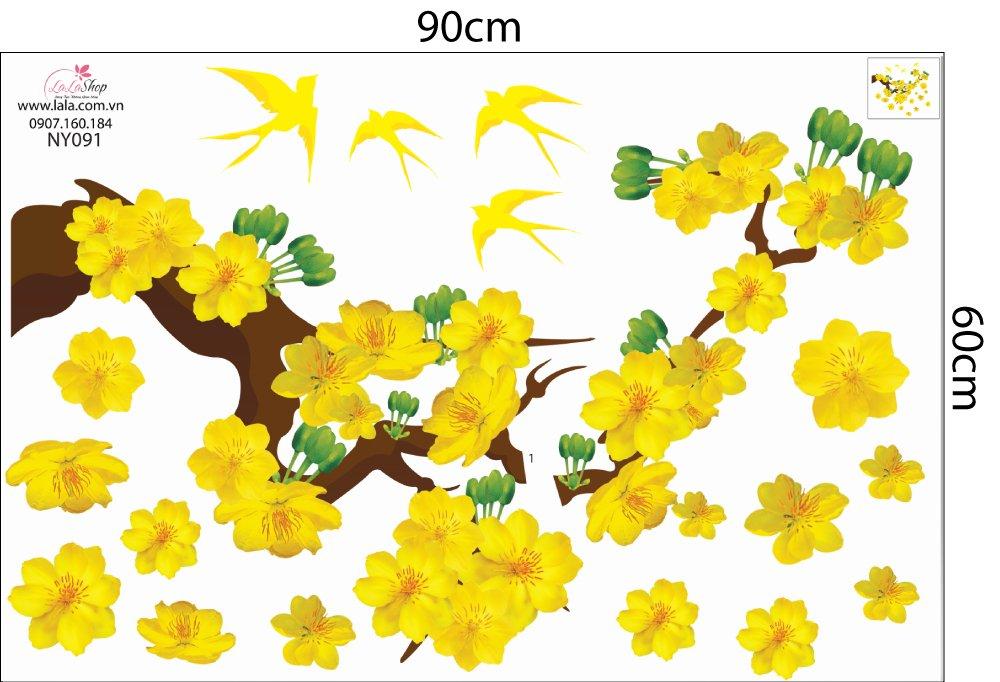 Combo decal trang trí Mai Đào Chúc mừng năm mới 09