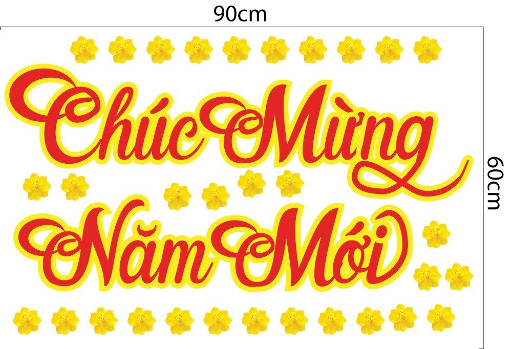 Combo decal trang trí Mai Đào Chúc mừng năm mới 09