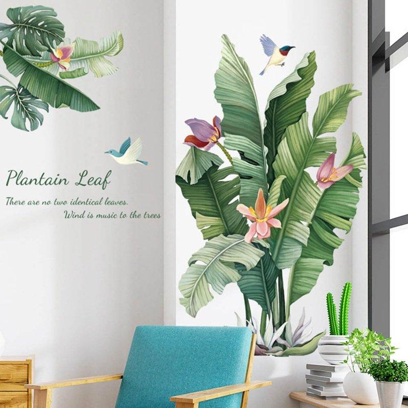 Decal bụi lá xanh và chim