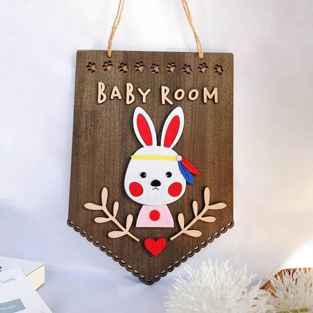 Bảng gỗ handmade trang trí nhà Bé thỏ baby room