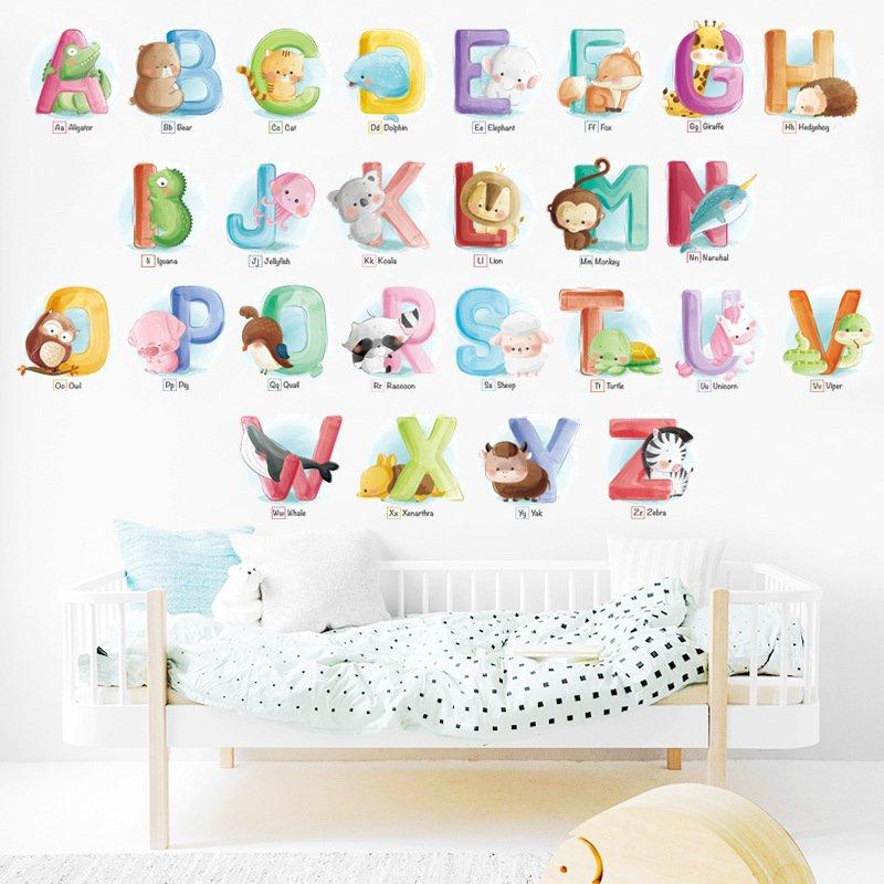 Decal dán tường bảng chữ cái động vật