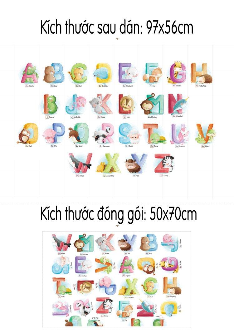 Decal dán tường bảng chữ cái động vật