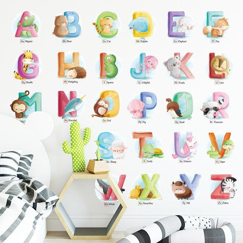 Decal dán tường bảng chữ cái động vật