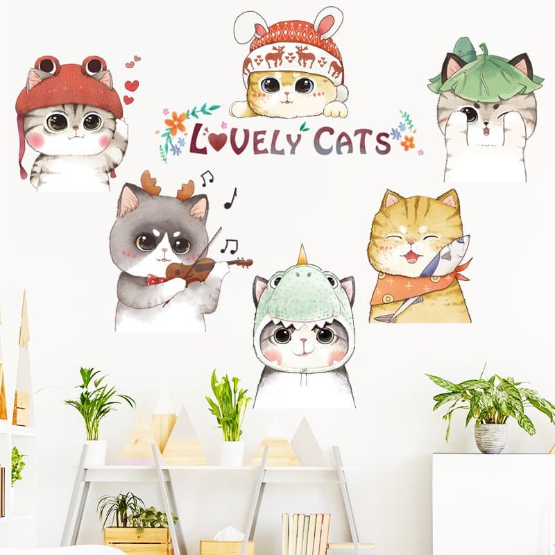 Decal dán tường lovely cats