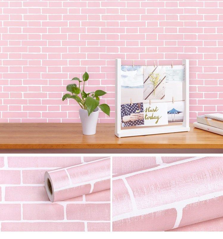 Giấy dán tường gạch hồng khổ 0.45x10m