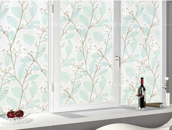 Decal dán kính mờ họa tiết hoa và lá