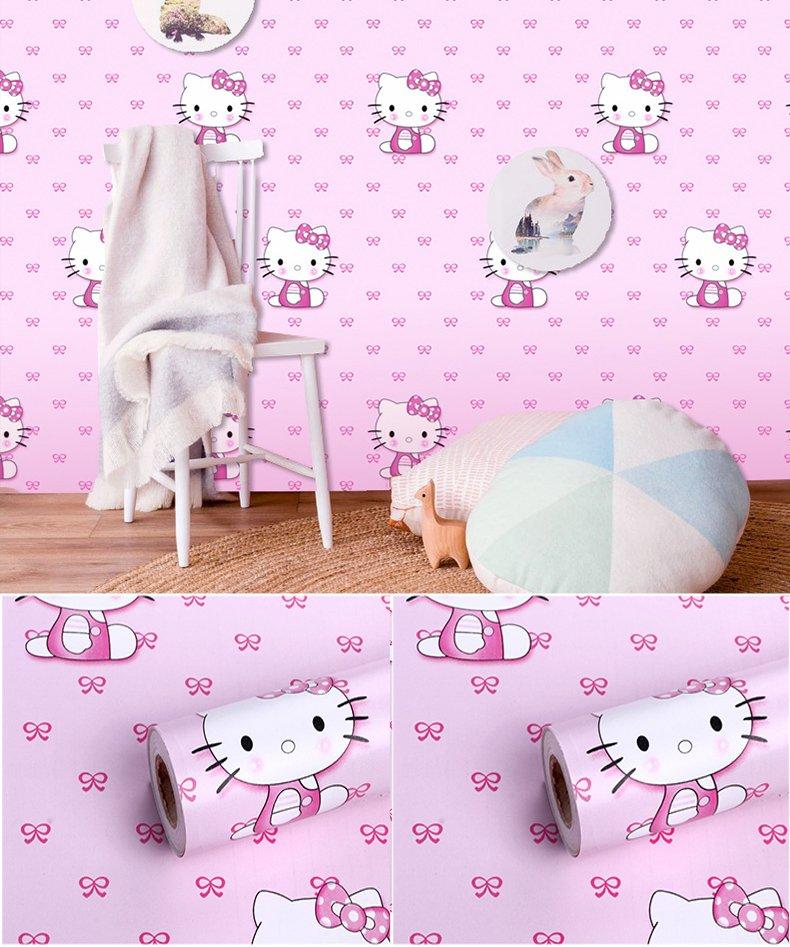 10m Giấy Dán Tường Hello Kitty Họa Tiết Nơ